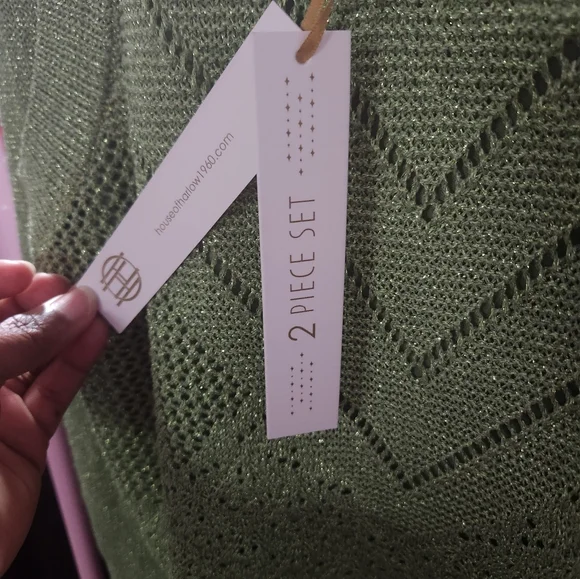 SOLDHouse of Harlow 1960 Two Piece Knit Crop Top and Midi Skirt Set NWT Size: L - Picture 6 of 6